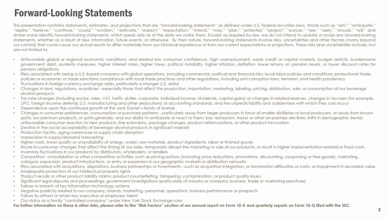 BrownForman Corporation 2017 Q3 Results Earnings Call Slides (NYSE