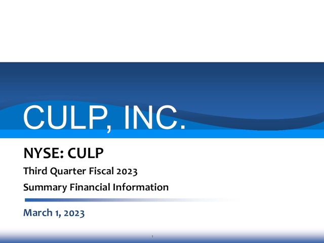 Culp, Inc. 2023 Q3 - Results - Earnings Call Presentation (NASDAQ:CULP ...