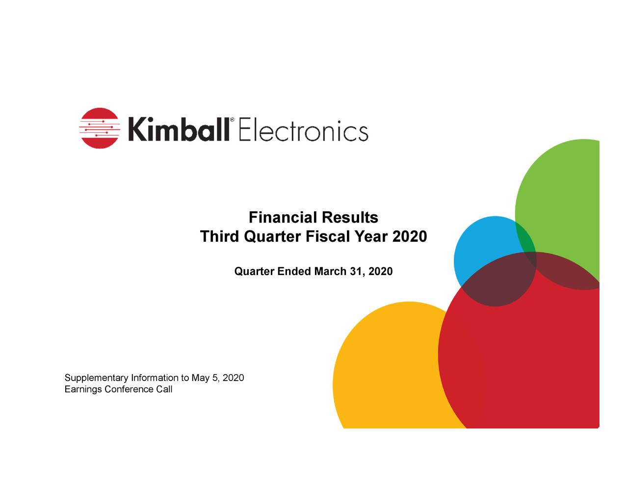 Kimball Electronics, Inc. 2020 Q3 Results Earnings Call