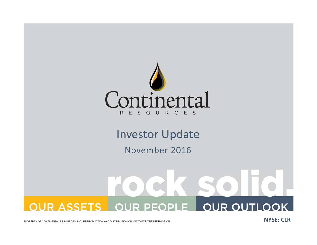 Continental Resources Inc 2016 Q3 Results Earnings Call Slides