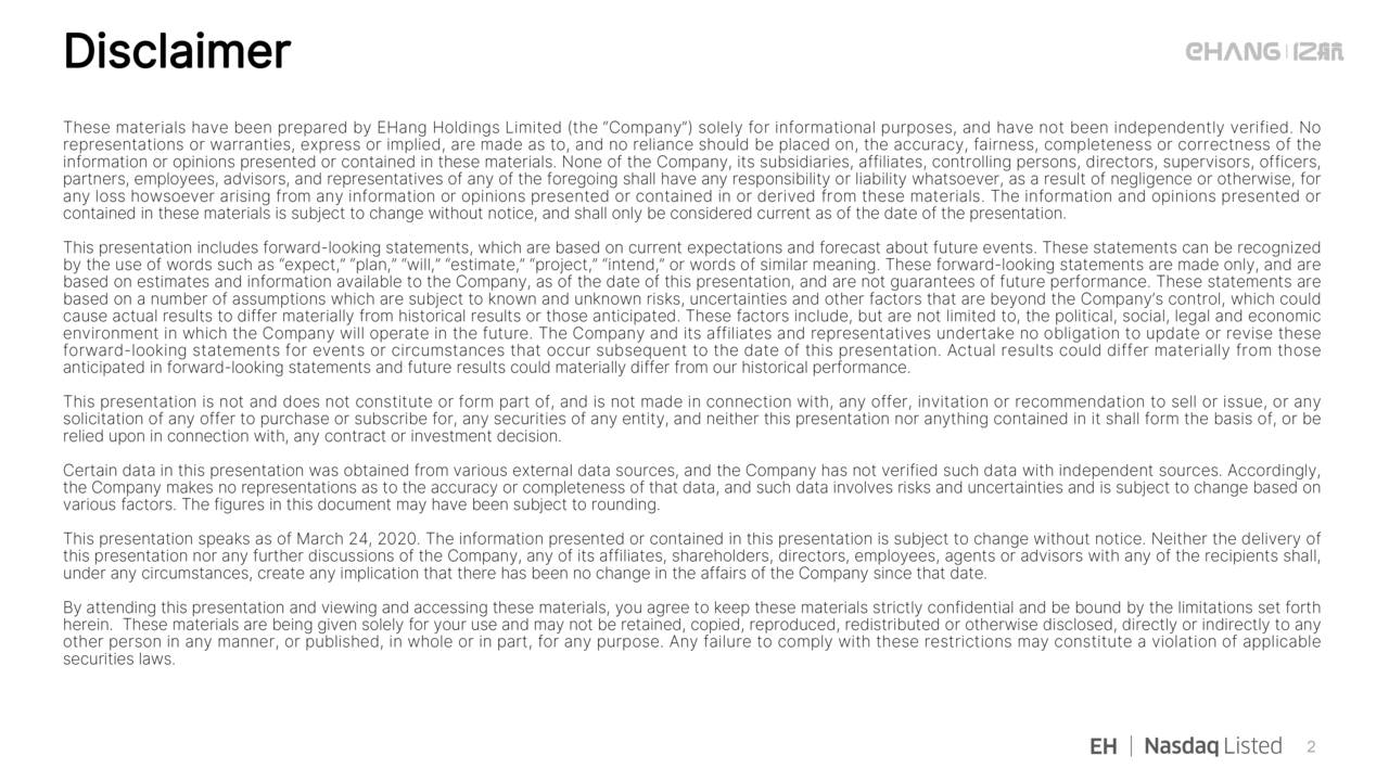 EHang Holdings Limited 2019 Q4 - Results - Earnings Call Presentation (NASDAQ:EH) | Seeking Alpha