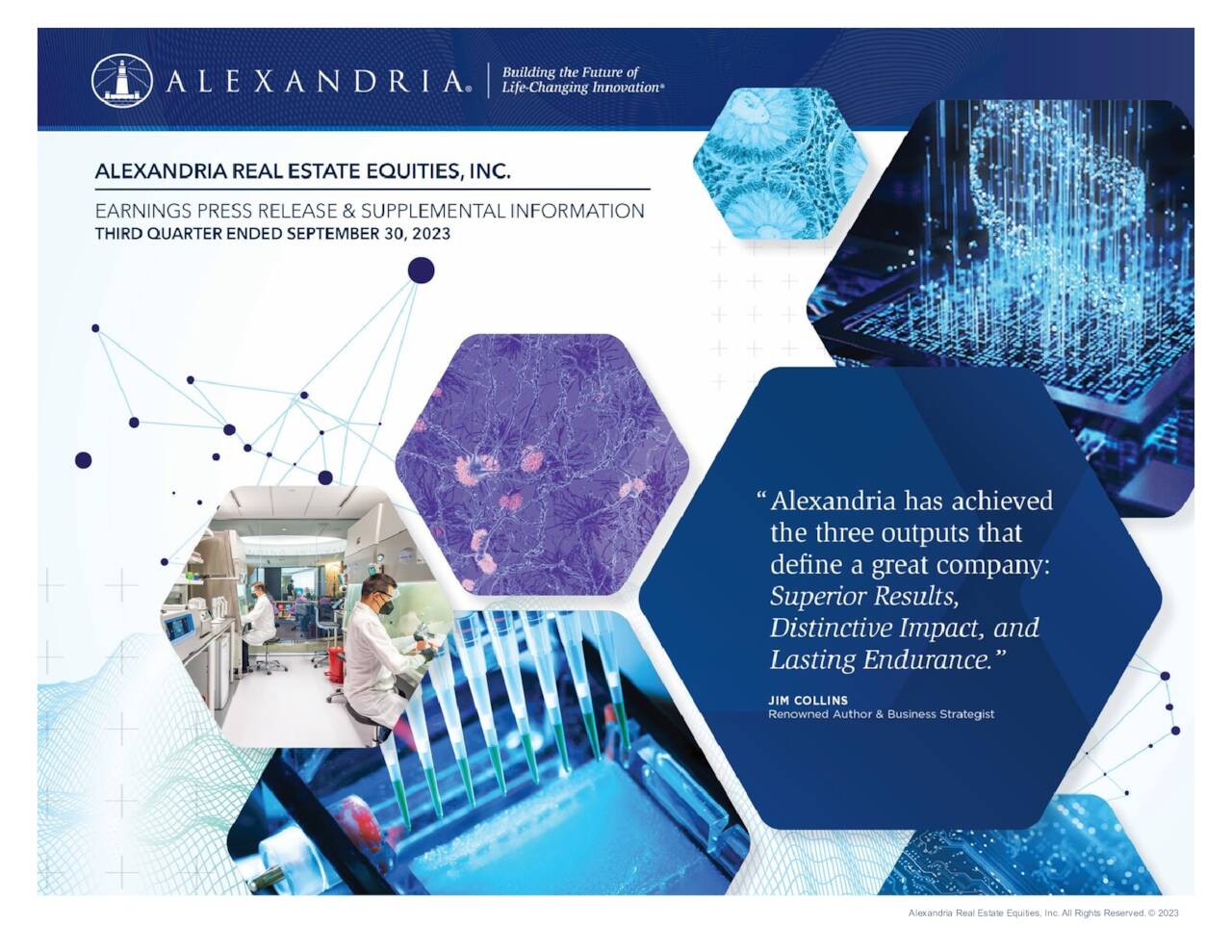Alexandria Real Estate Equities, Inc. 2023 Q3 Results Earnings Call