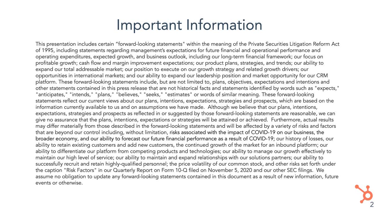 HubSpot, Inc. 2020 Q4 Results Earnings Call Presentation (NYSEHUBS