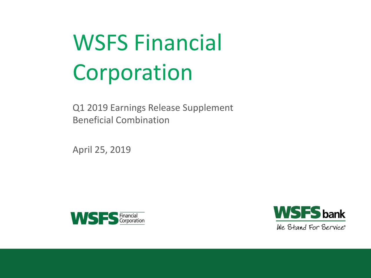 WSFS Financial Corporation 2019 Q1 - Results - Earnings Call Slides ...