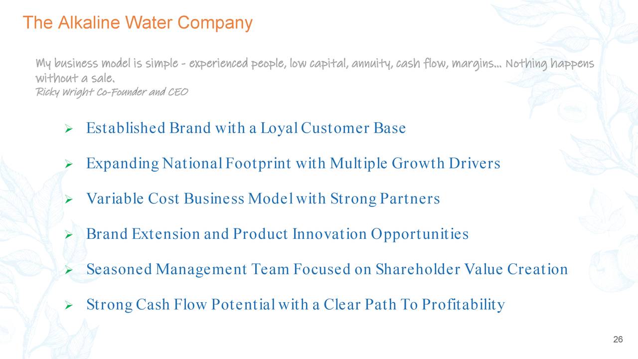 Alkaline Water Company (WTER) Investor Presentation Slideshow (NASDAQ