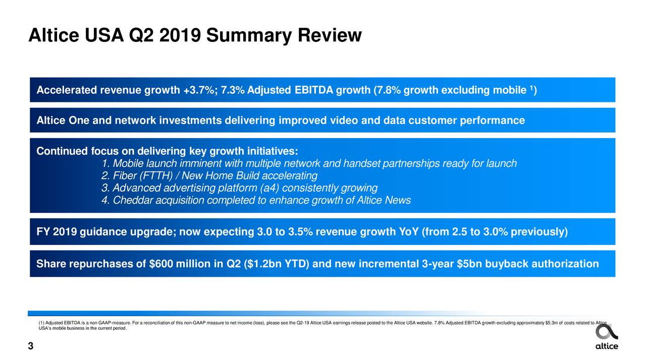 Altice USA Inc 2019 Q2 Results Earnings Call Slides NYSE ATUS 