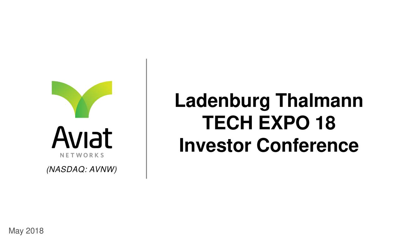 Aviat Networks (AVNW) Presents At Ladenburg Thalmann Technology Expo