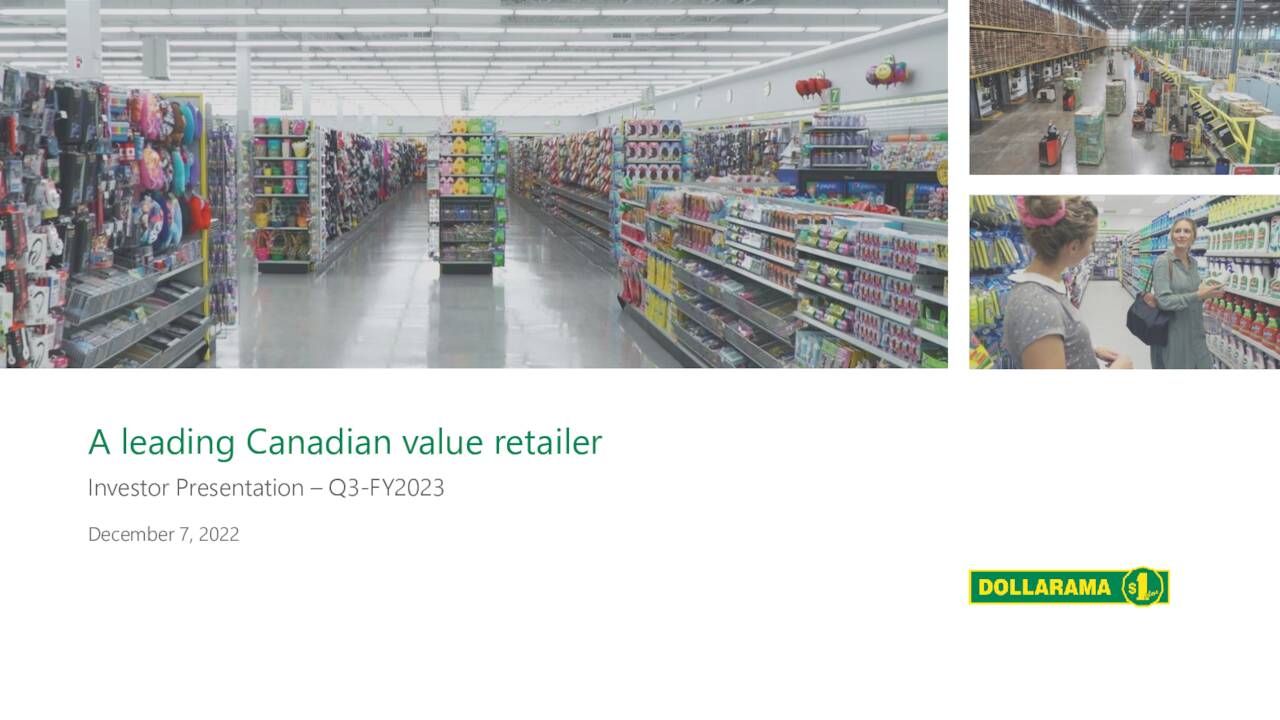 Dollarama Inc. 2023 Q3 Results Earnings Call Presentation (OTCMKTSDLMAF) Seeking Alpha