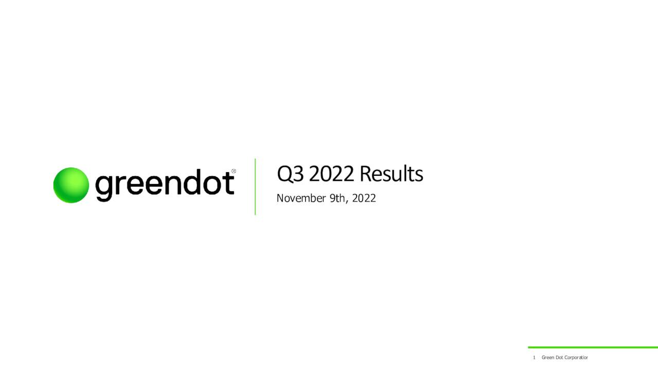 Green Dot Corporation 2022 Q3 Results Earnings Call Presentation