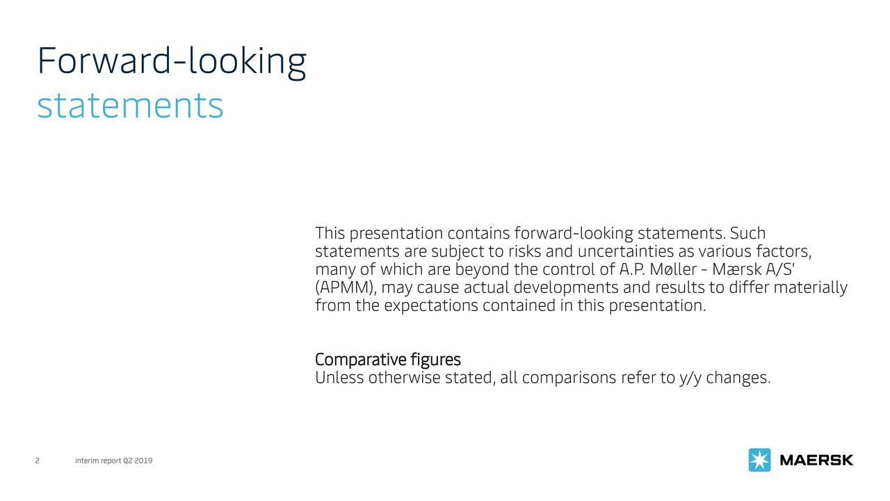 A.P. Møller Mærsk A/S 2019 Q2 Results Earnings Call Slides