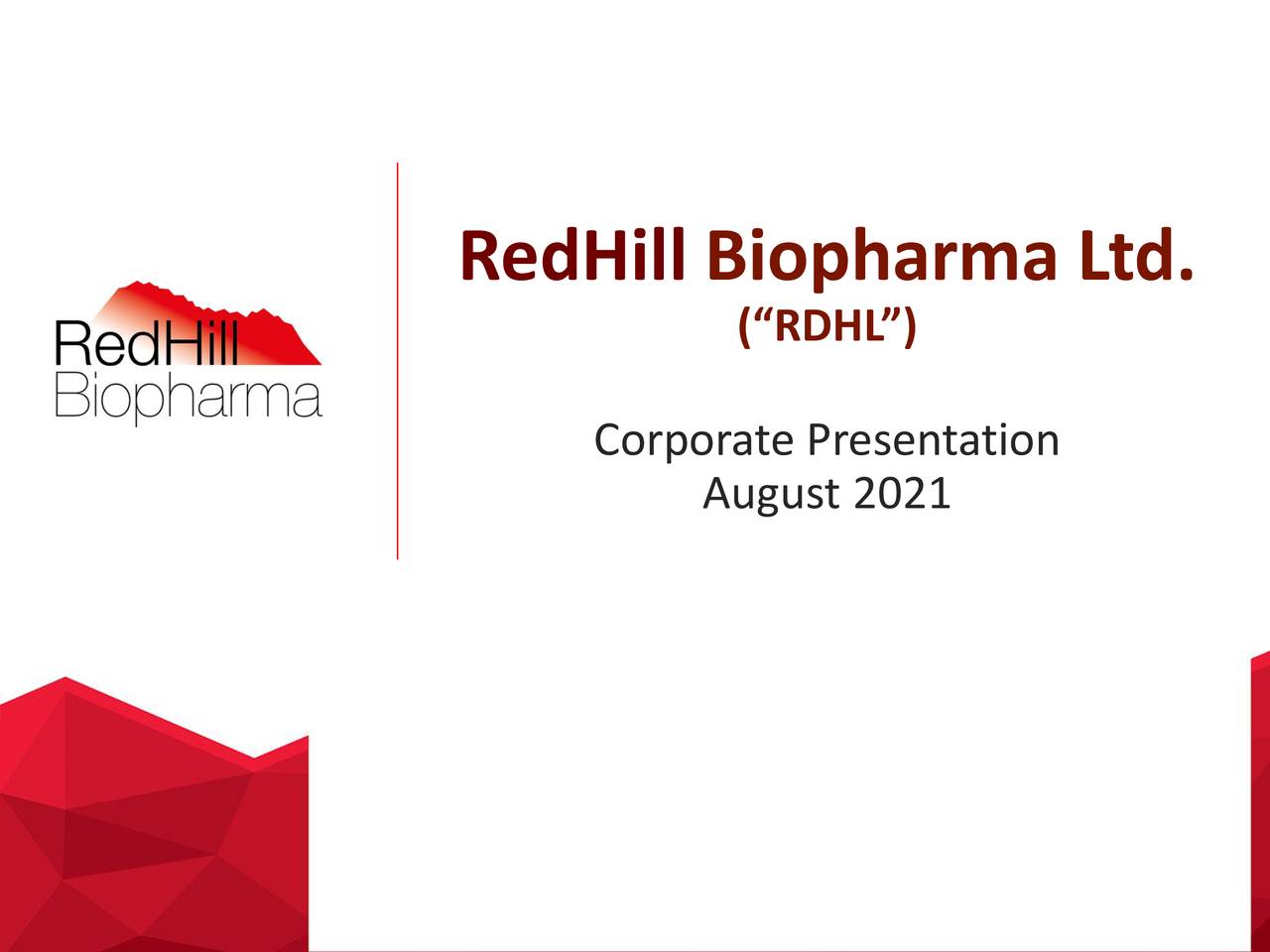 RedHill Biopharma (RDHL) Investor Presentation - Slideshow (NASDAQ:RDHL ...