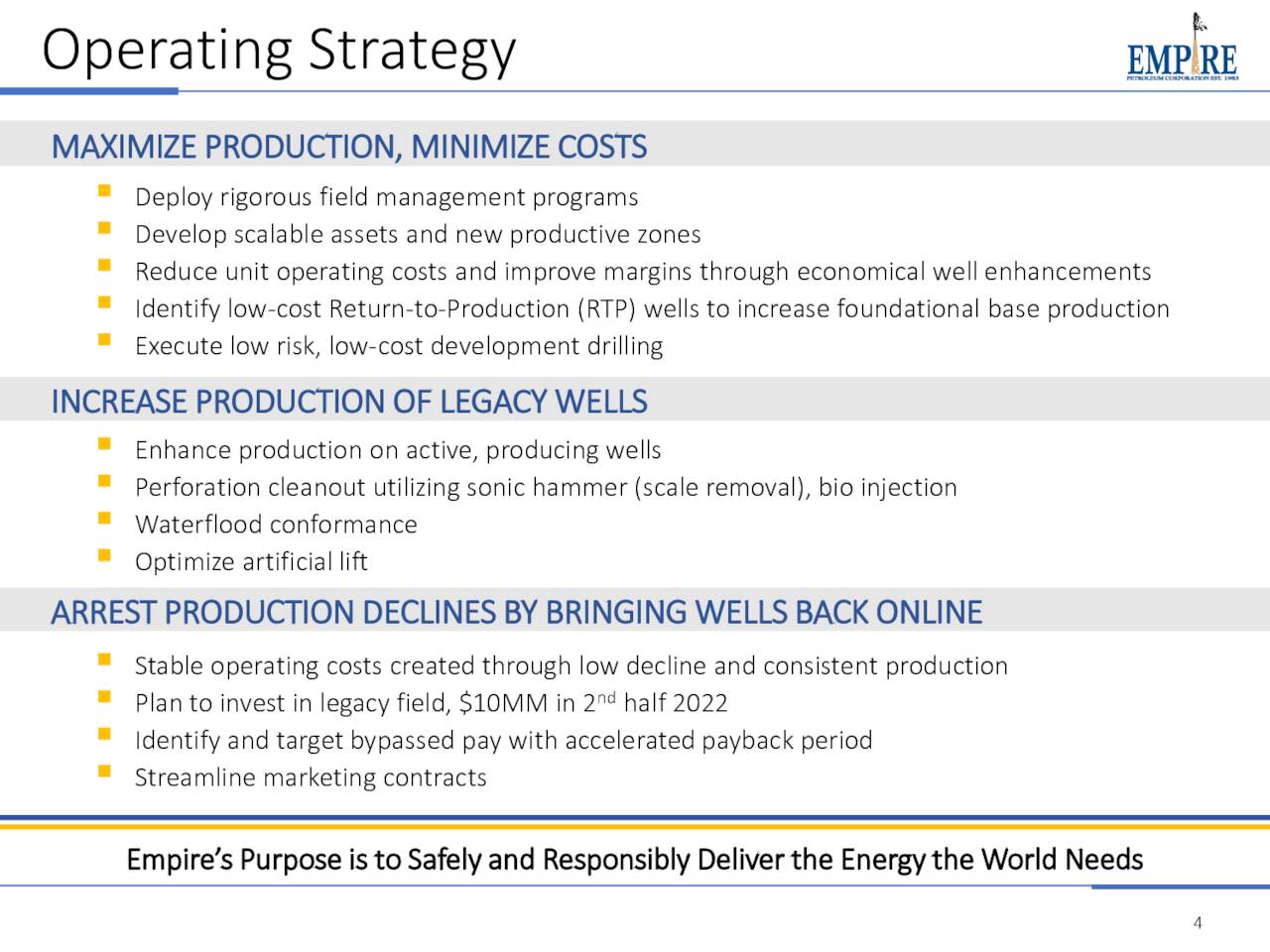 Operating Strategy