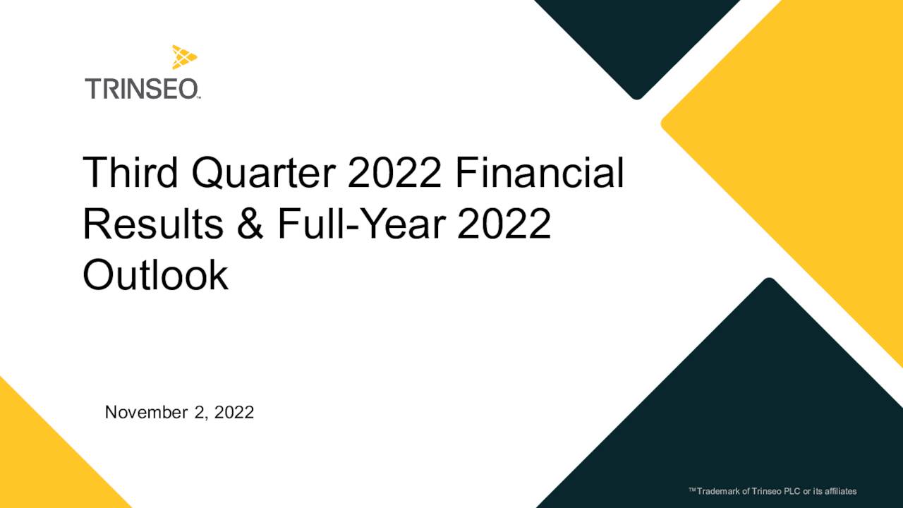 Trinseo Plc 2022 Q3 Results Earnings Call Presentation Nyse Tse