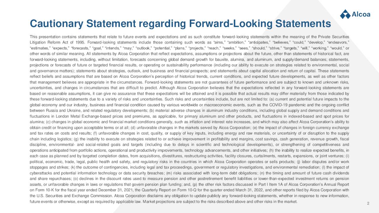 Alcoa Corporation 2022 Q3 Results Earnings Call Presentation (NYSE