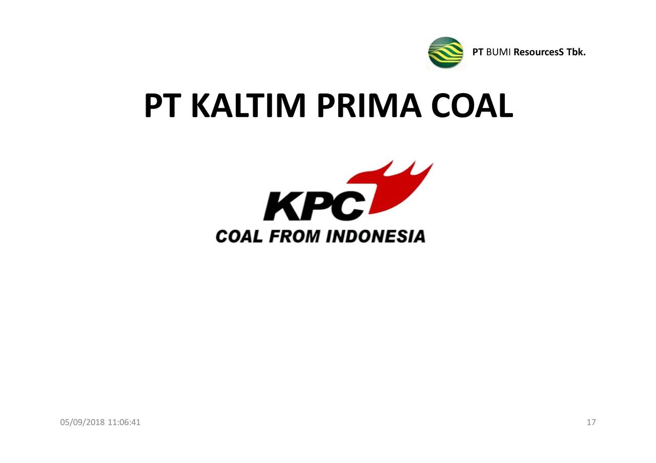 PT Bumi Resources TBK ADR 2018 Q2 Results Earnings Call Slides