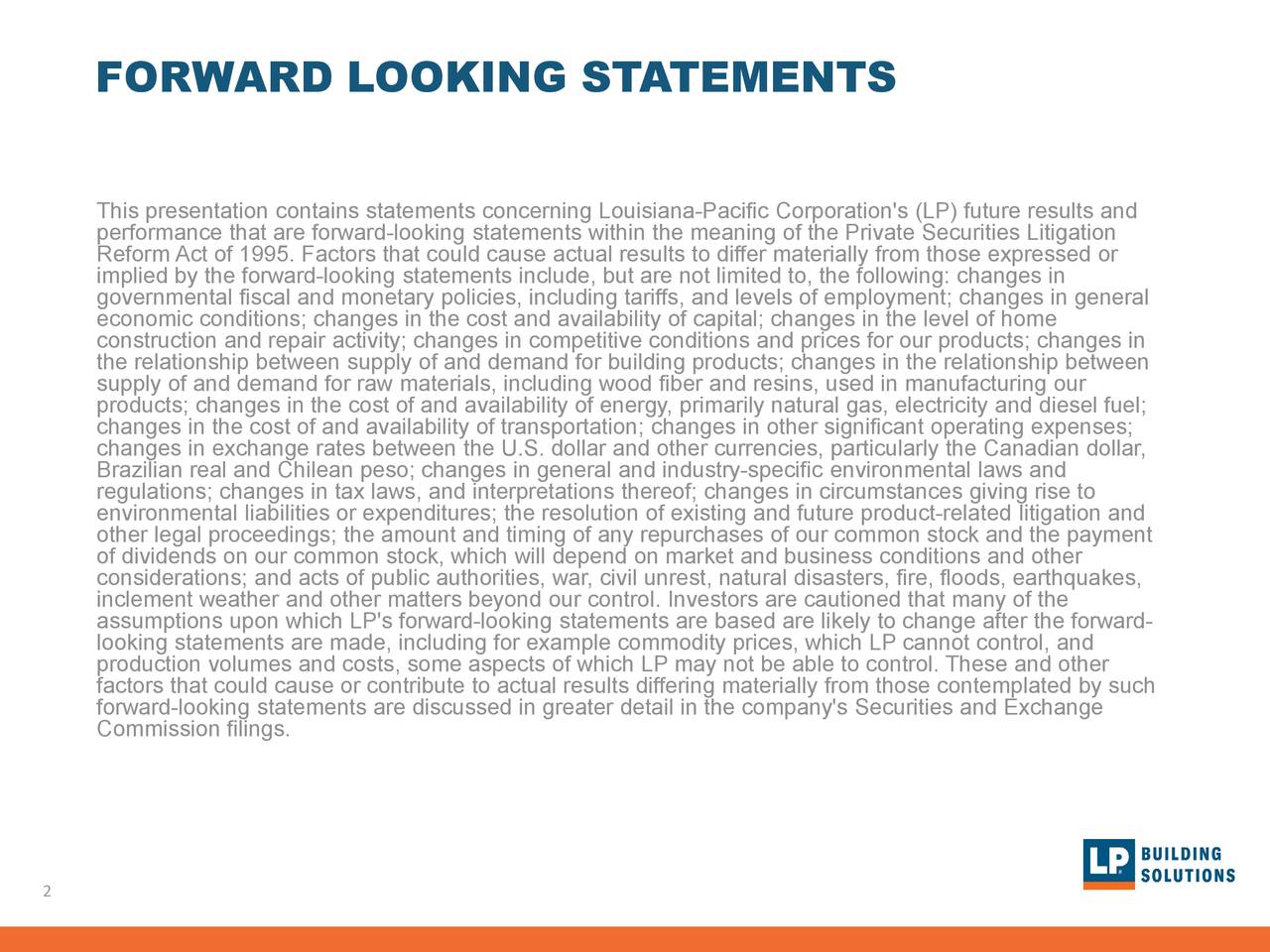 LouisianaPacific Corporation 2019 Q1 Results Earnings Call Slides