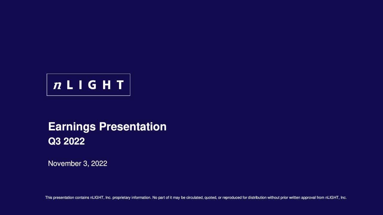 nLIGHT, Inc. 2022 Q3 Results Earnings Call Presentation (NASDAQLASR) Seeking Alpha