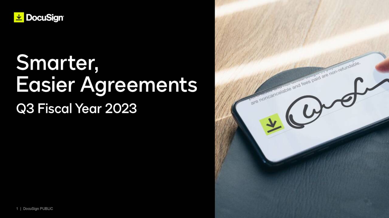 DocuSign, Inc. 2023 Q3 Results Earnings Call Presentation (NASDAQ