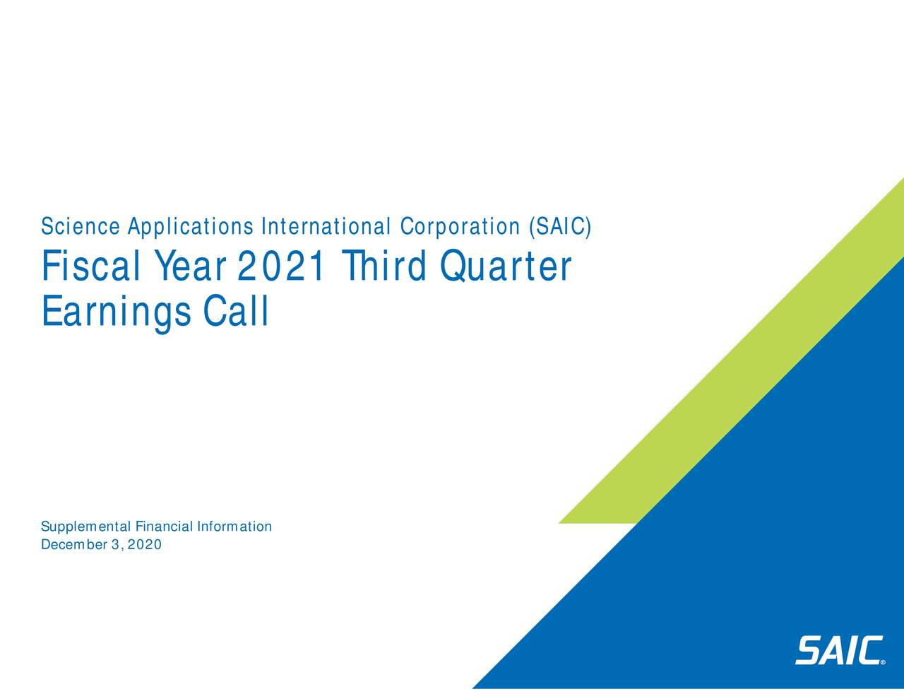 Science Applications International Corporation 2021 Q3 Results