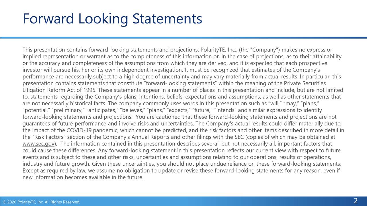 Forward Looking Statements