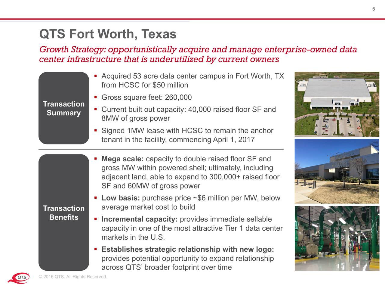 QTS Realty Trust, Inc. 2016 Q4 Results Earnings Call Slides (NYSE