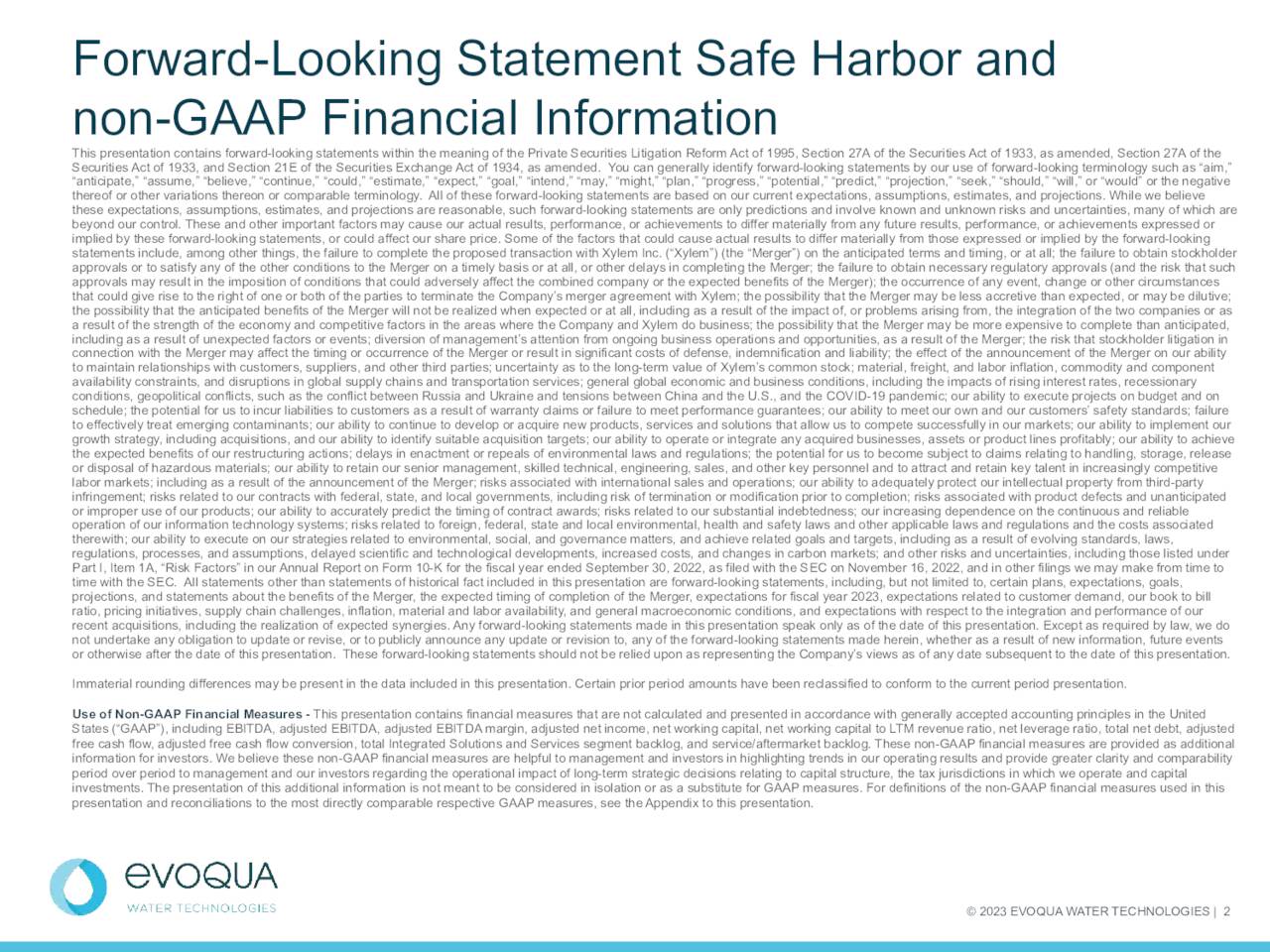 Evoqua Water Technologies Corp. 2023 Q2 Results Earnings Call