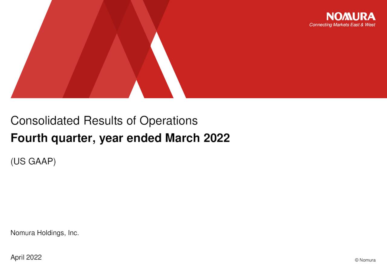 Nomura Holdings Inc 2022 Q4 Results Earnings Call Presentation Nysenmr Seeking Alpha 7539
