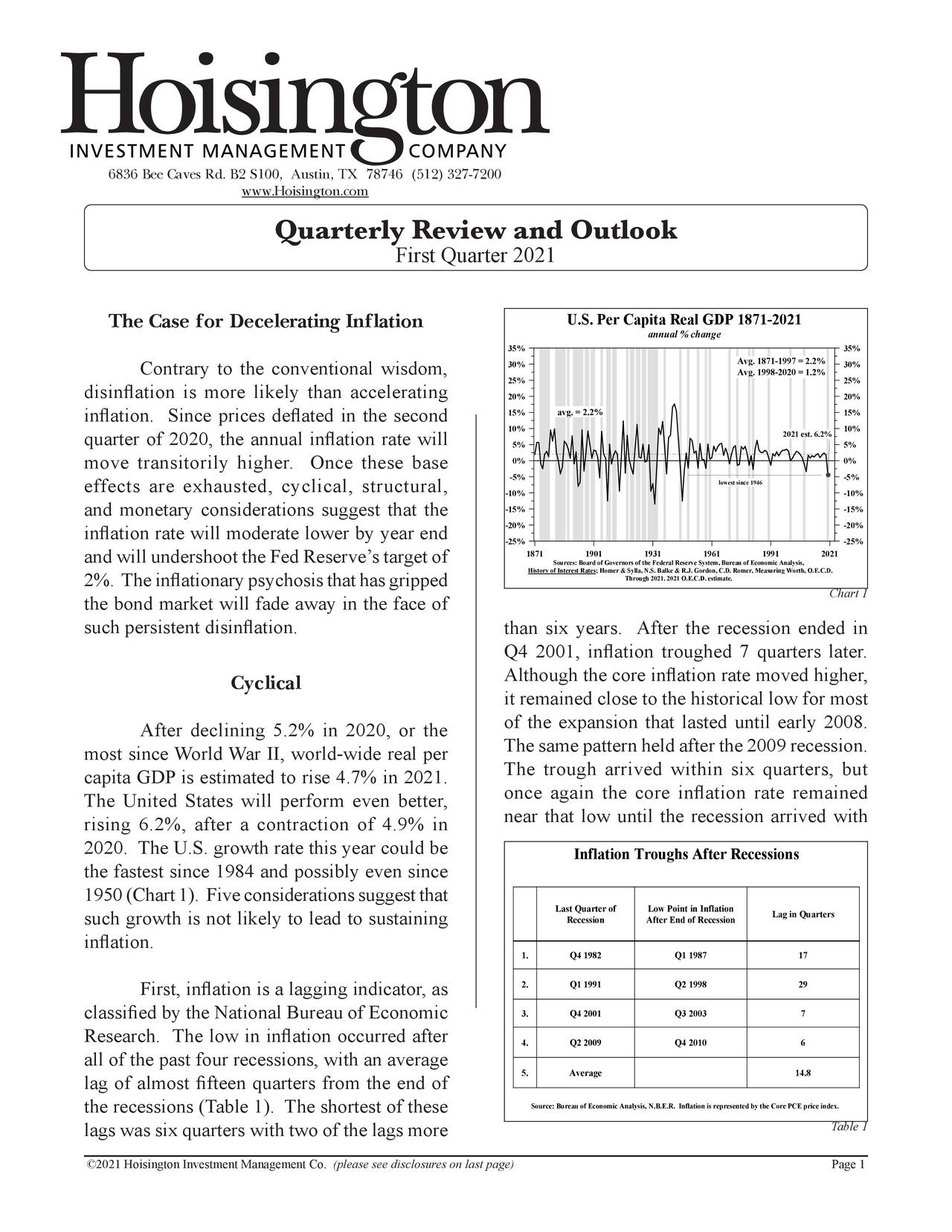 Hoisington Investment Management Q1 2021 Investor Letter Seeking Alpha