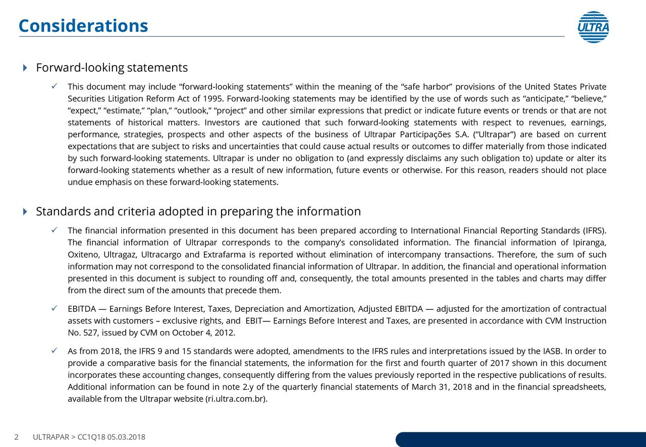 Ultrapar Participacoes S.A. 2018 Q1 - Results - Earnings Call Slides ...