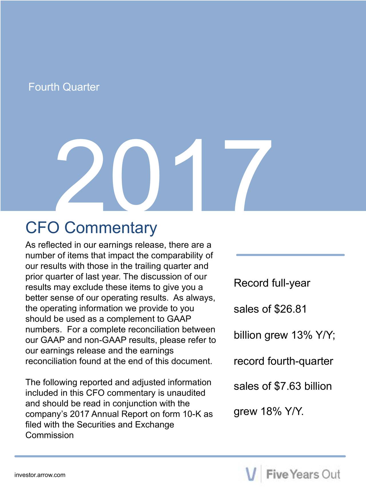 Arrow Electronics Inc 2017 Q4 Results Earnings Call Slides (NYSE