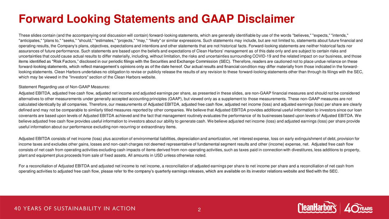 Forward Looking Statements and GAAP Disclaimer