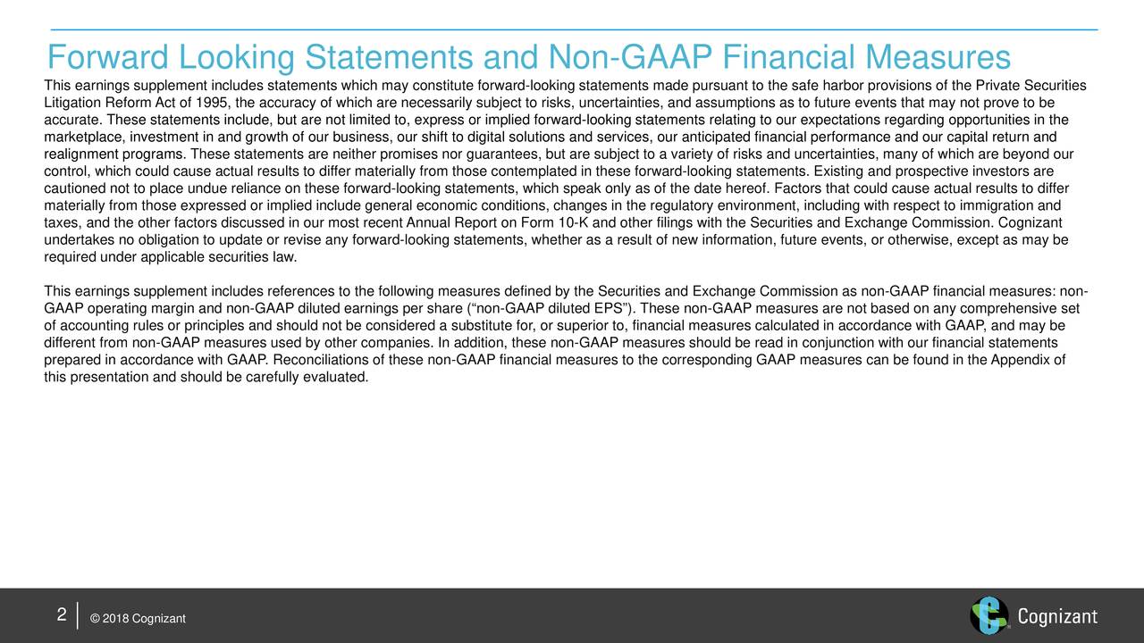 Forward Looking Statements and Non-GAAP Financial Measures