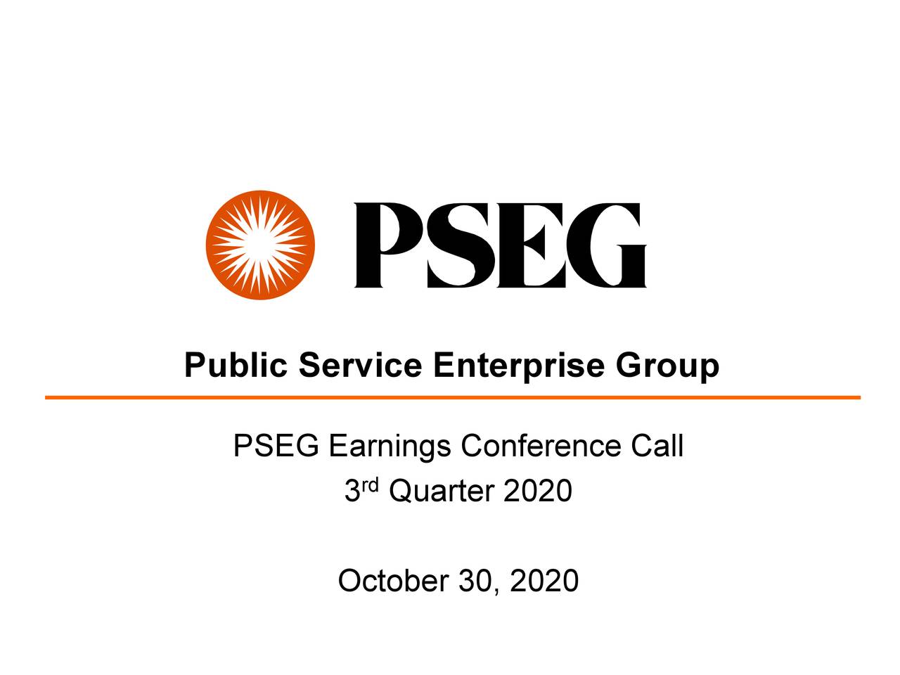 Public Service Enterprise Group Incorporated 2020 Q3 Results Earnings Call Presentation