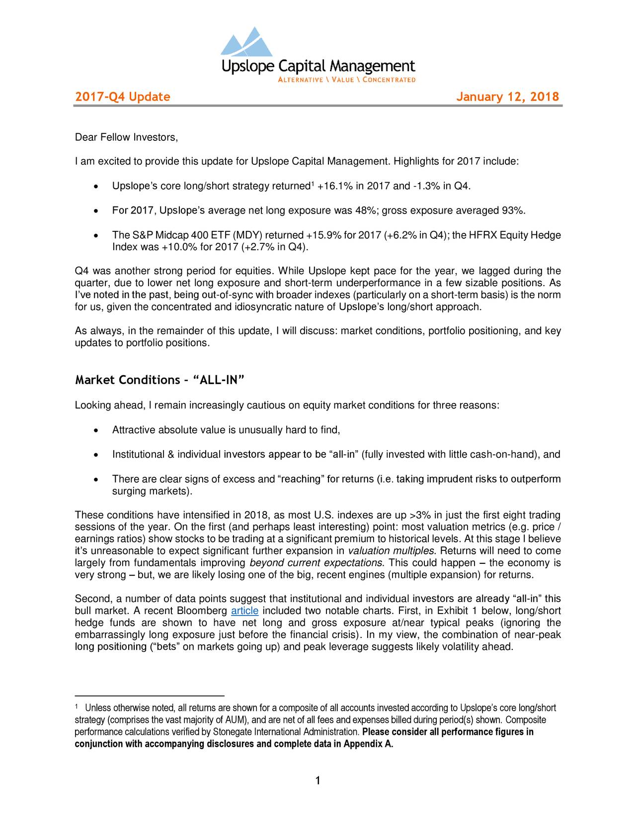 management letter 2018 investor elliott Letter Alpha Q4 Capital  2017 Investor  Seeking Upslope