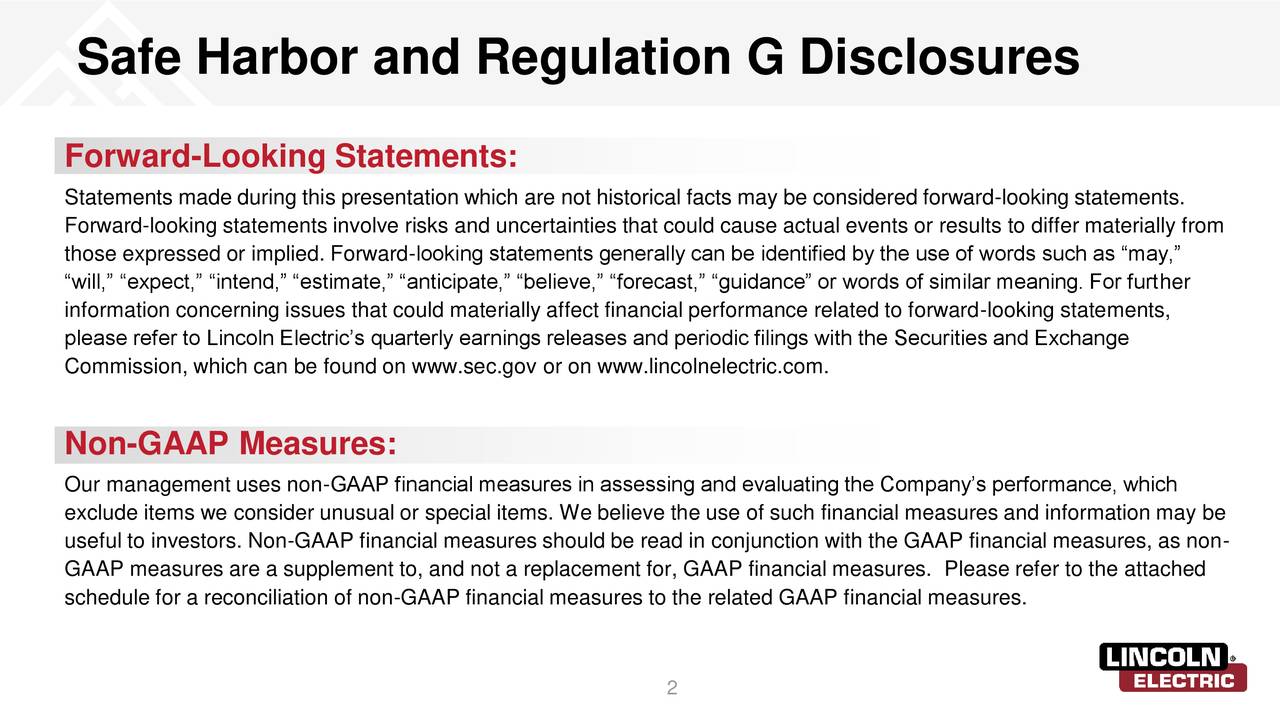 Safe Harbor and Regulation G Disclosures