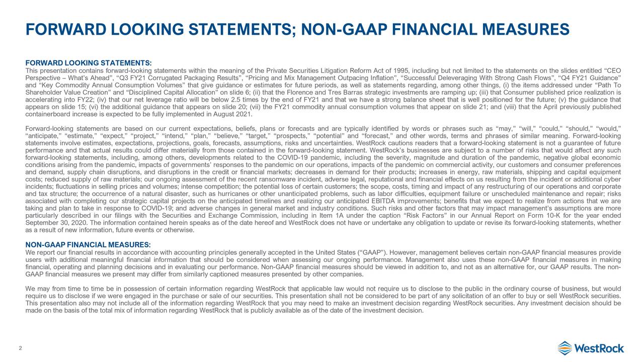FORWARD LOOKING STATEMENTS; NON-GAAP FINANCIAL MEASURES