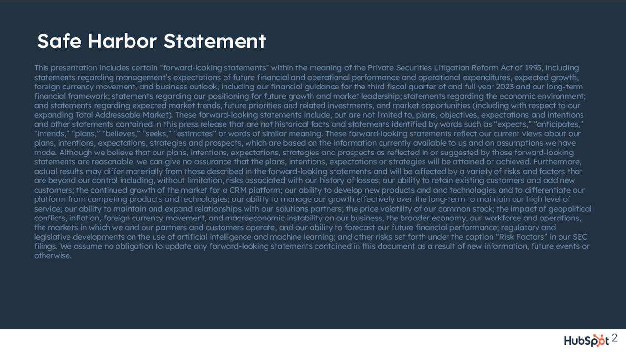Safe Harbor Statement