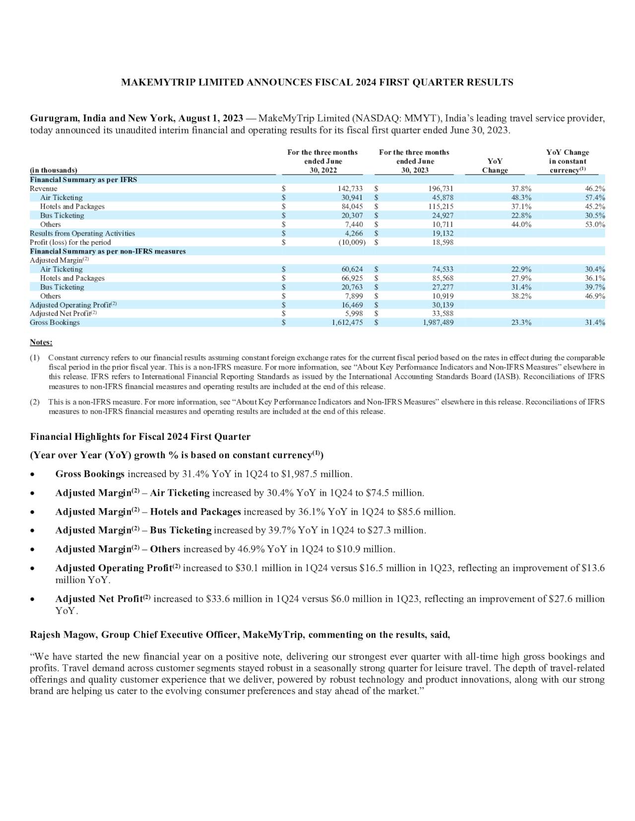 MakeMyTrip Limited 2023 Q1 Results Earnings Call Presentation   1 