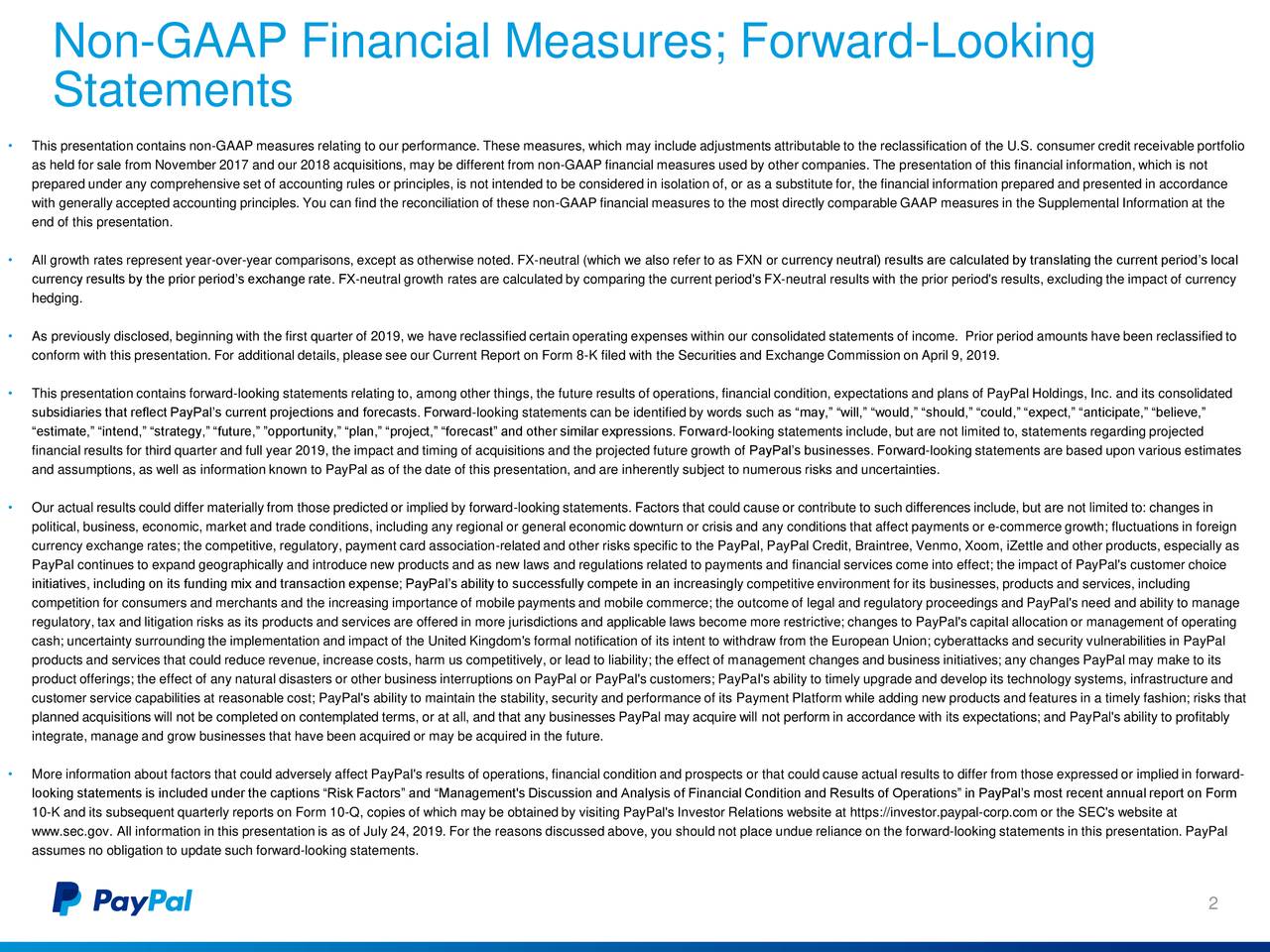 PayPal Holdings, Inc. 2019 Q2 Results Earnings Call Slides (NASDAQ