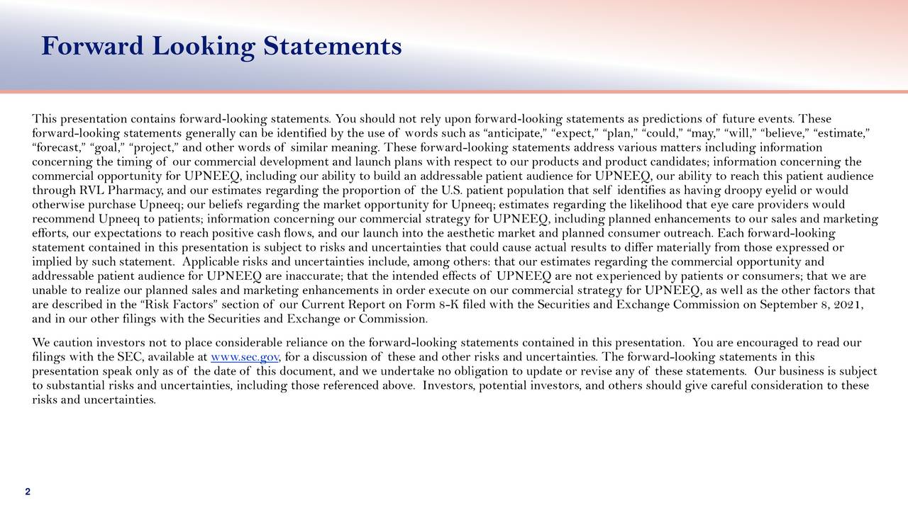 Forward Looking Statements