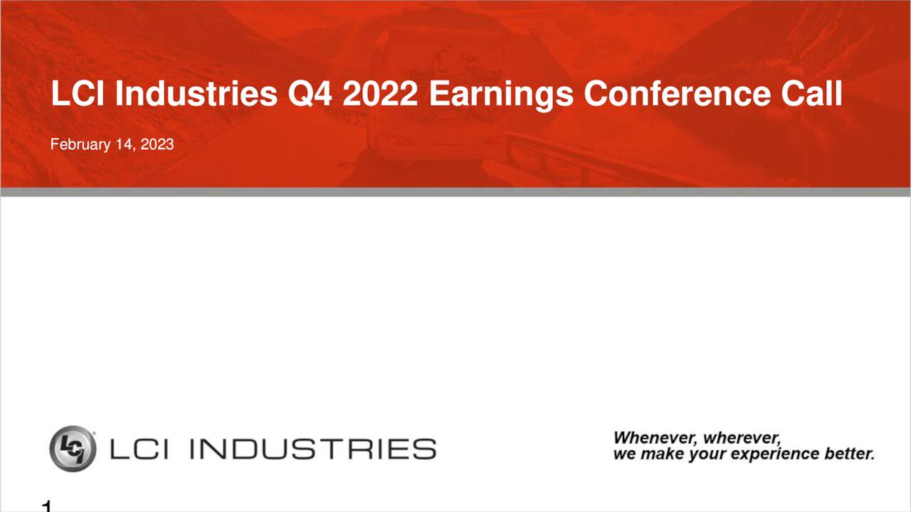 LCI Industries 2022 Q4 Results Earnings Call Presentation (NYSE