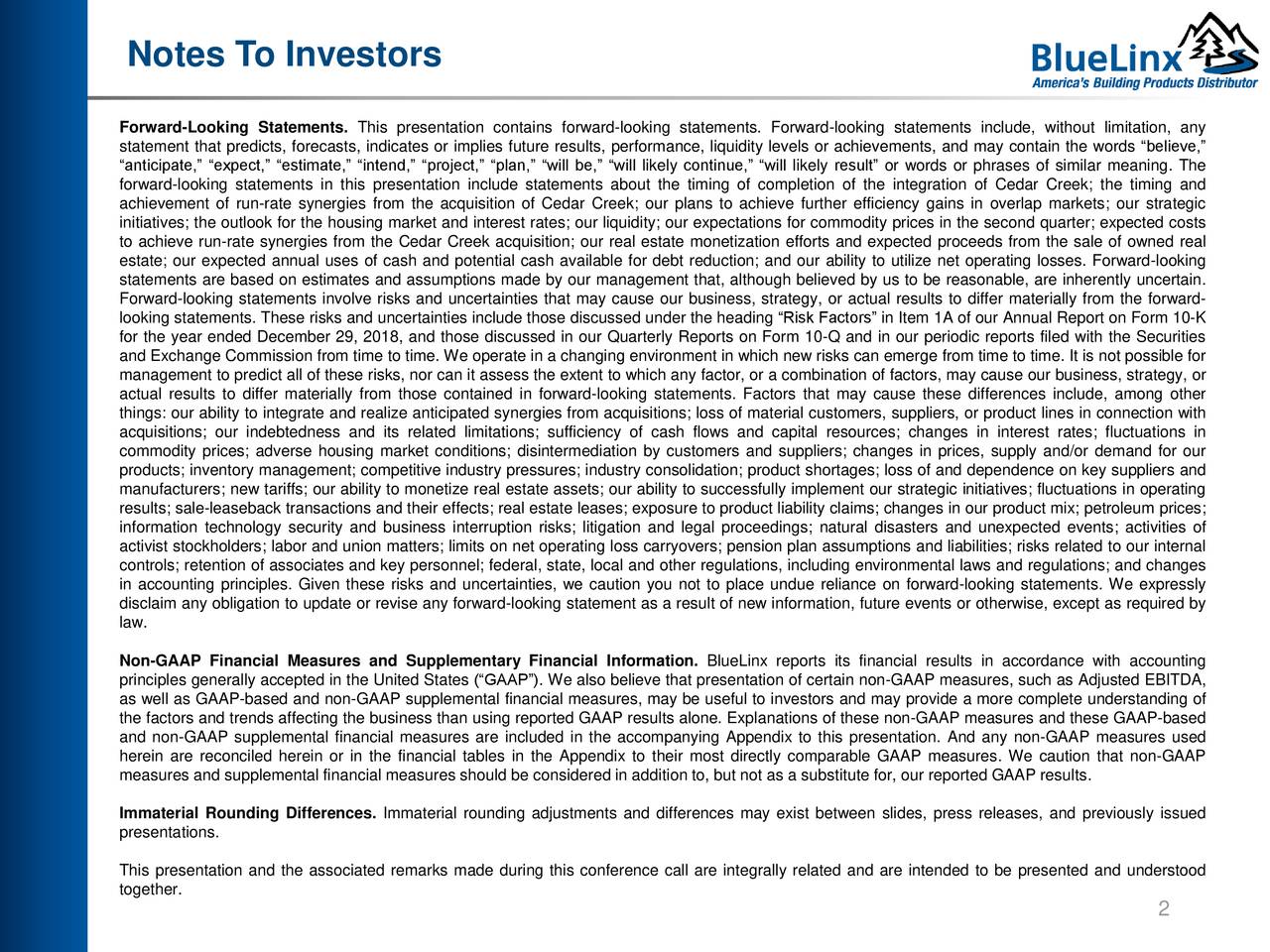 Bluelinx Holdings Inc 2019 Q1 Results Earnings Call Slides Bluelinx Holdings Inc Nyse