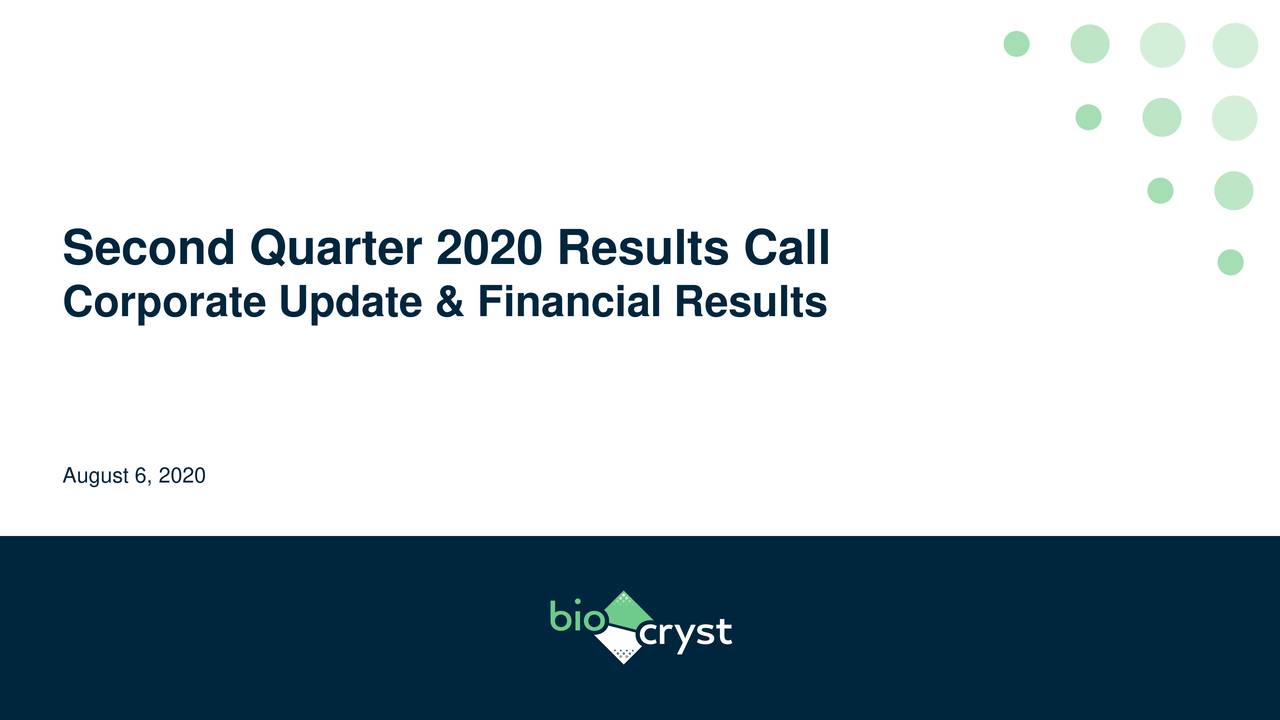 BioCryst Pharmaceuticals, Inc. 2020 Q2 - Results - Earnings Call ...