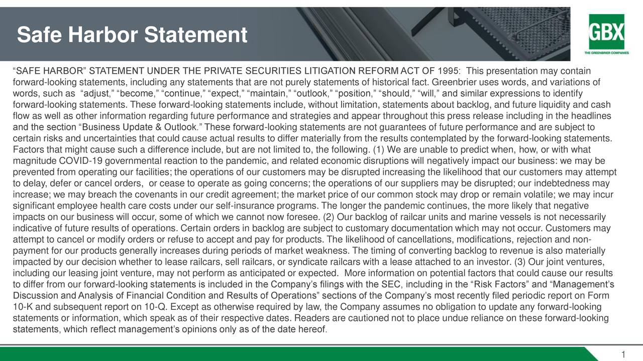 Safe Harbor Statement