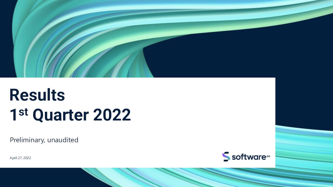 Software Aktiengesellschaft 2022 Q1 - Results - Earnings Call Presentation  (OTCMKTS:SWDAF) | Seeking Alpha
