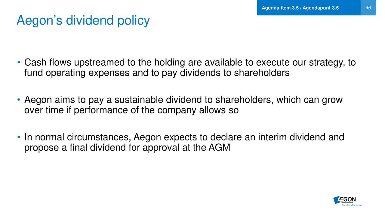 AEGON AEG Investor Presentation Slideshow AEGON NV NYSE AEG