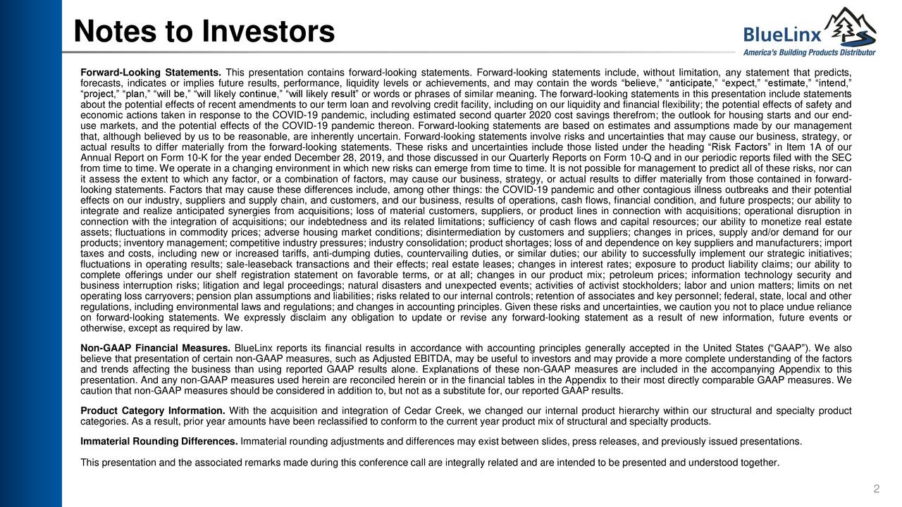 Notes to Investors