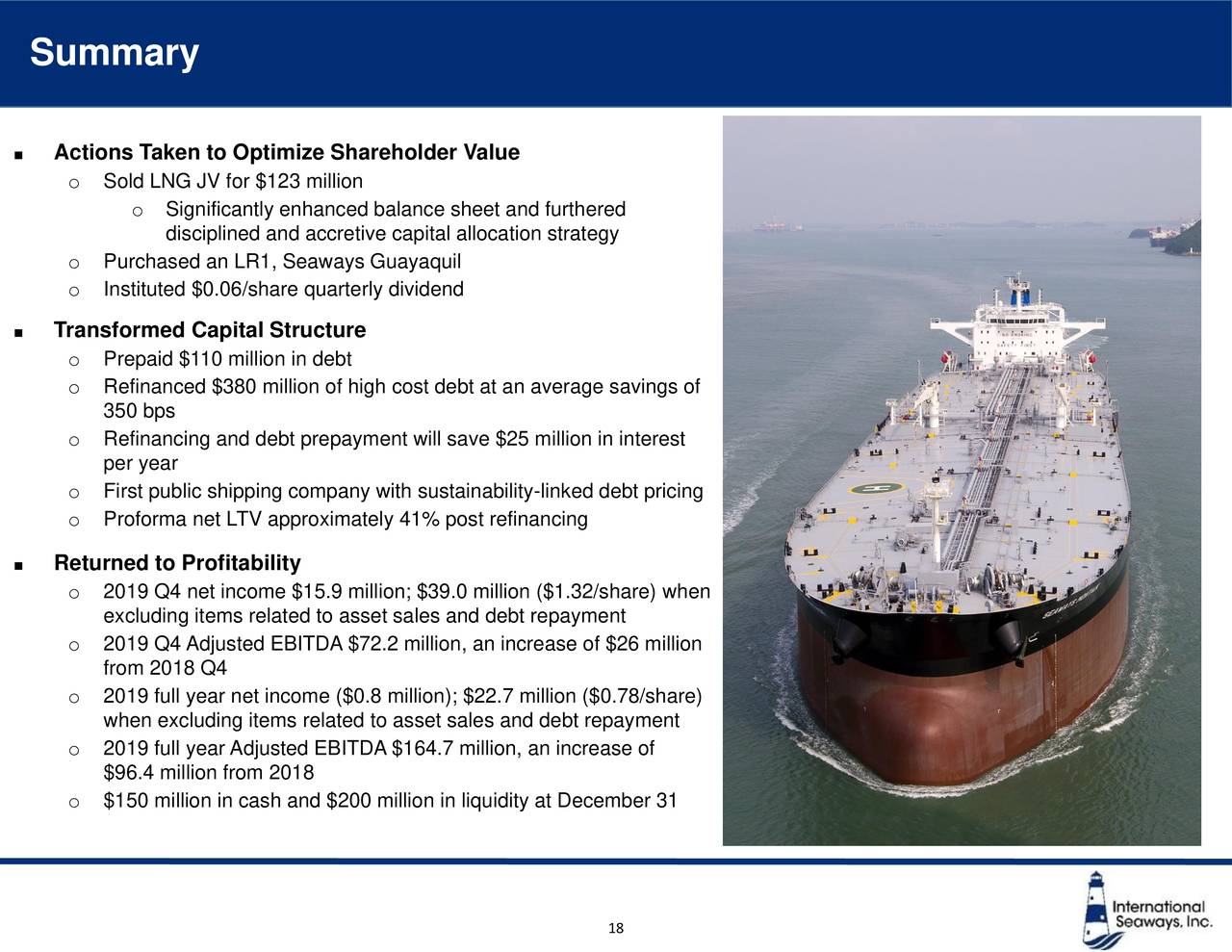 International Seaways, Inc. 2019 Q4 - Results - Earnings Call ...