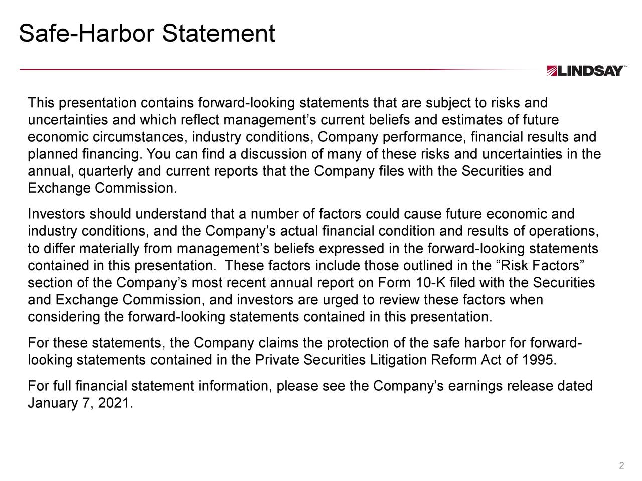 Safe-Harbor Statement
