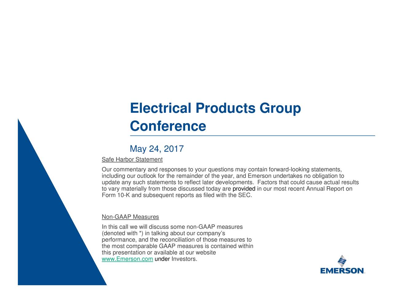 Emerson Electric (EMR) Presents At Electrical Products Group 2017